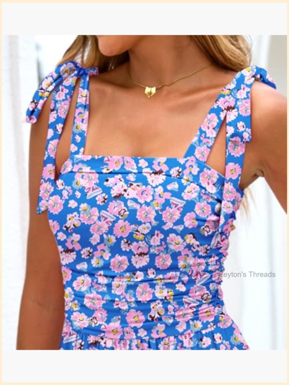 Spaghetti Strap Floral Maxi Dress with Pockets Smocked Back Adjustable Straps - Picture 6 of 7